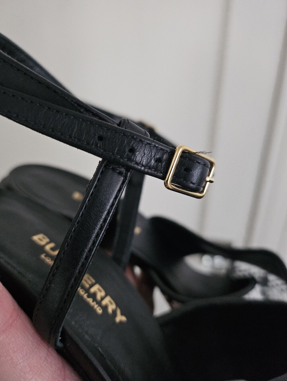 Burberry Castlebar Ankle Strap High Heel Sandal Black White - Picture 4 of 7